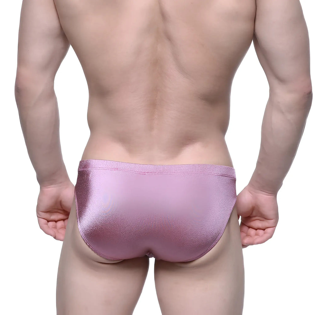 MetroMalewear madrid bikini 5103-m05 shiny metallic pink briefs with sleek form-fitting design