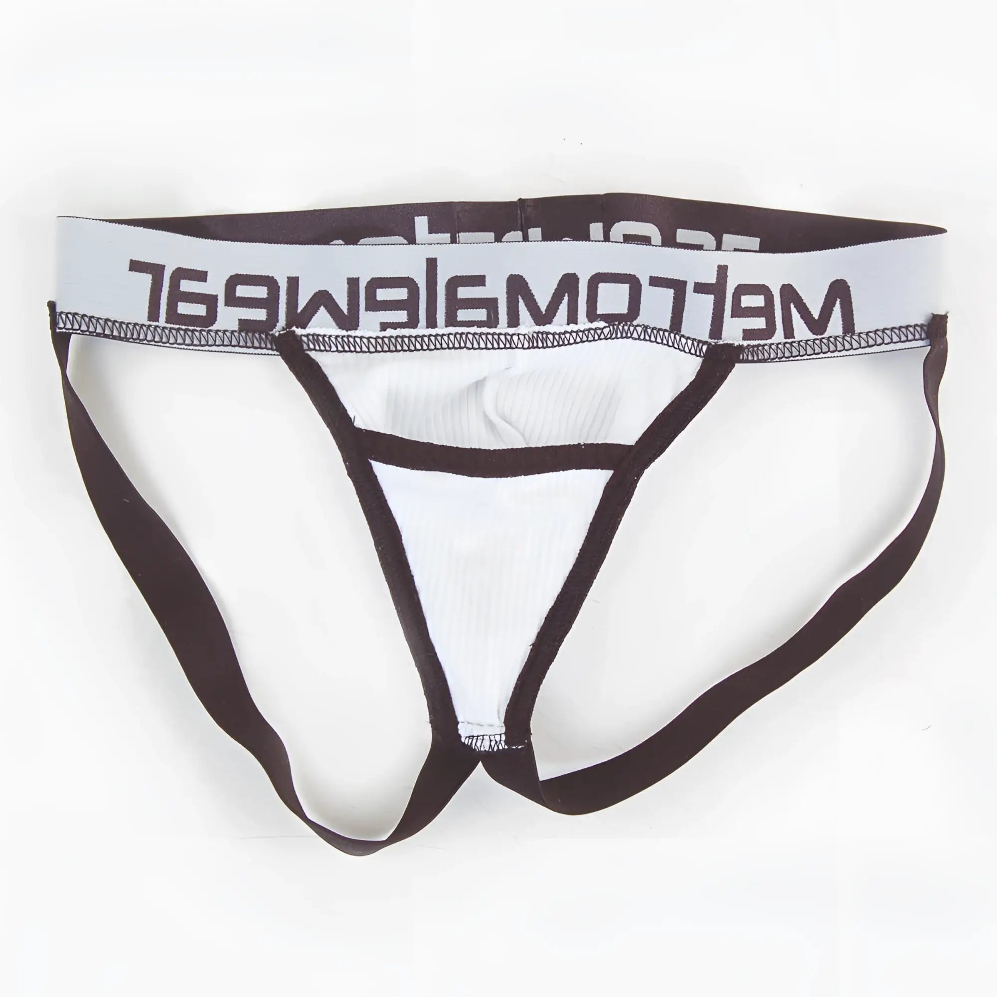 White and black men’s ribbed briefs with meltomg waistband from metromalewear magic jock strap white 2911-00