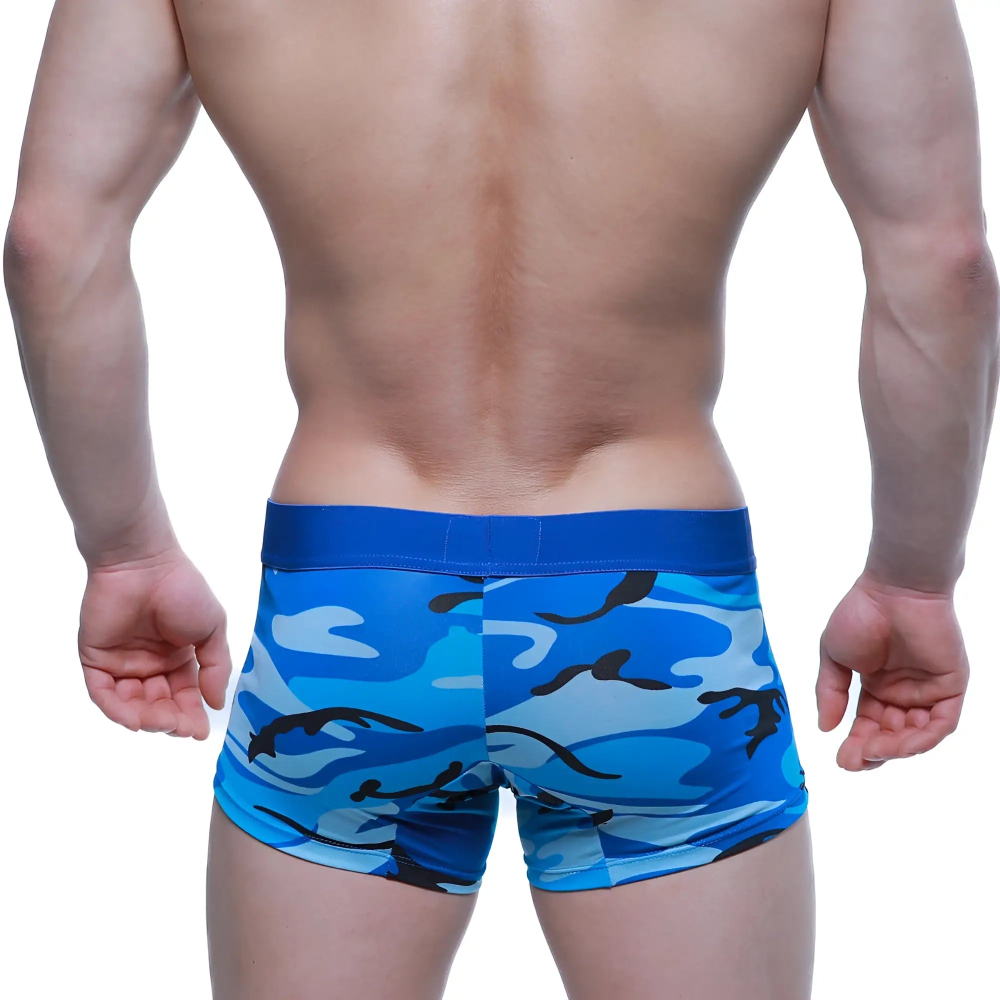 MetroMaleWear Maintenant boxer brief blue 2122-70 featuring blue camouflage pattern and solid blue waistband for men