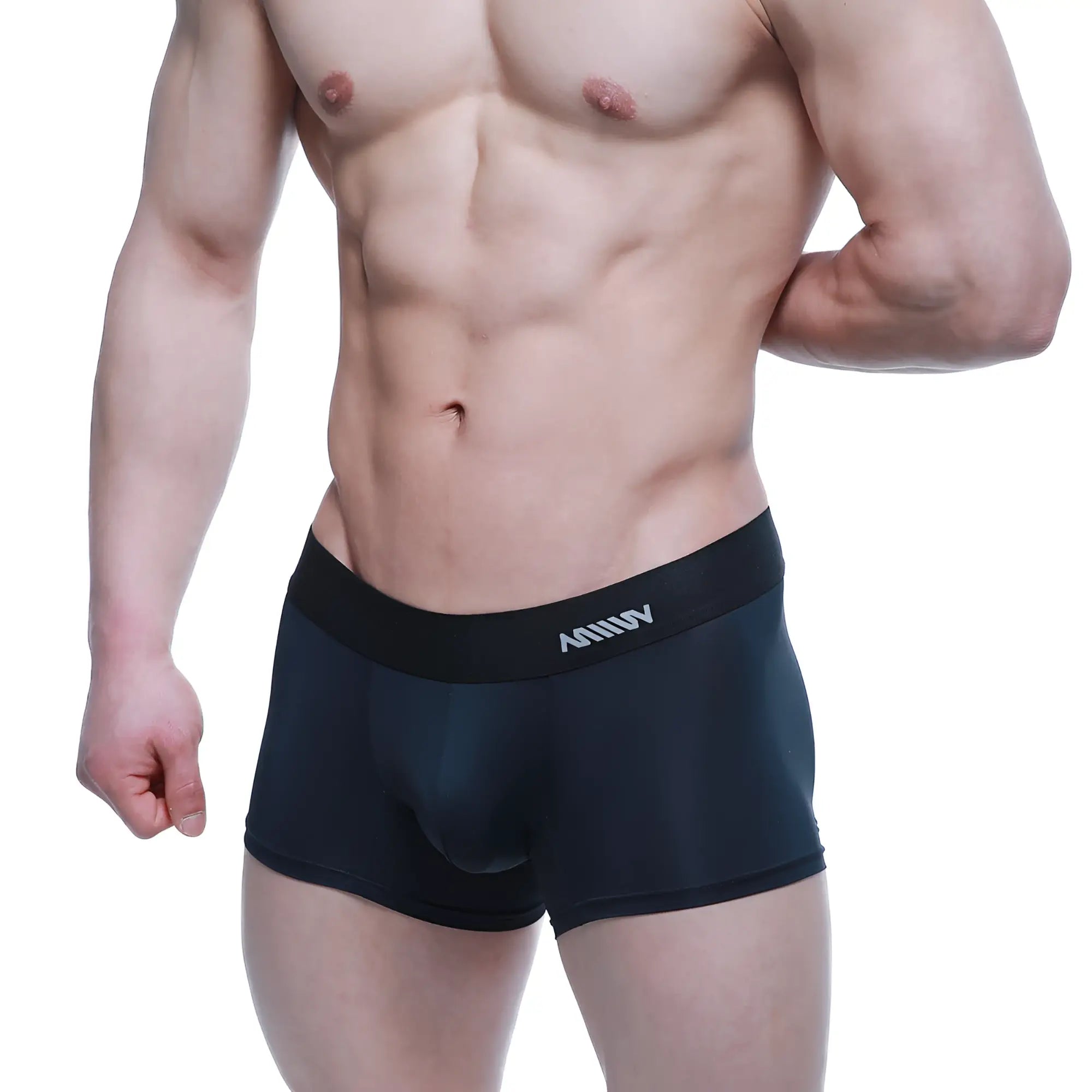 Black mens briefs metro malewear maintenant boxer brief intense 2122-21 sleek form fitting with amuuv logo waistband