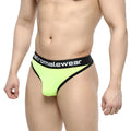 Bright neon green MetroMaleWear Martini thong with black trim and branded waistband for stylish wear