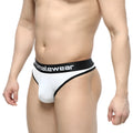 White men’s briefs with black trim and branded waistband from metromalewear martini thong white 2112-00 product collection