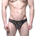 MetroMaleWear mascara bikini gold 5103-C01 black and silver zebra-striped men’s briefs with mesh waistband