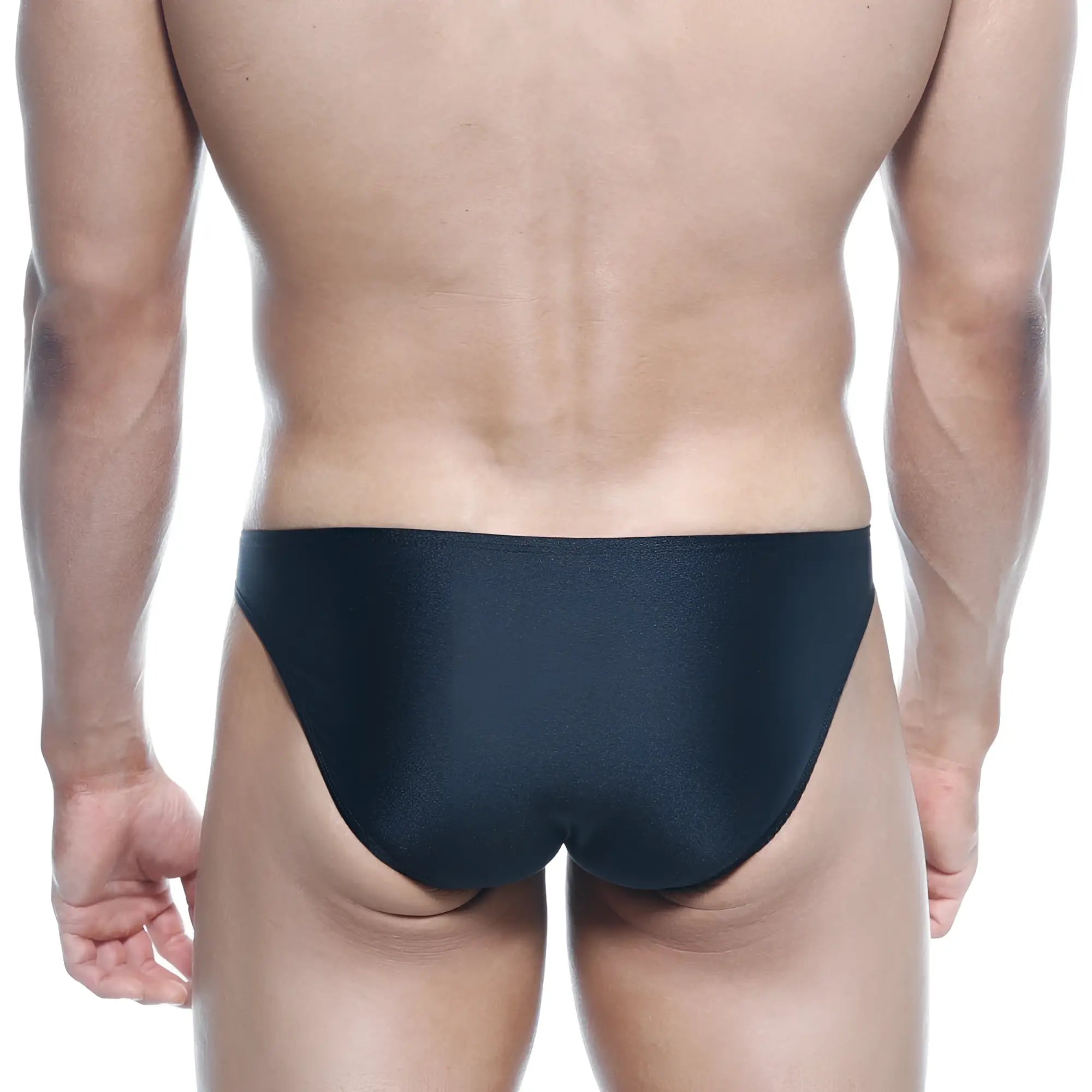 Black sleek metroMalewear max bulge bikini swim trunks with smooth form fitting design for men