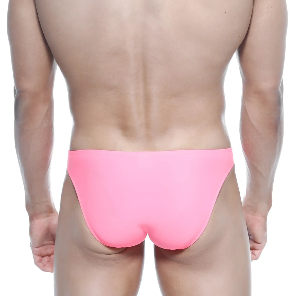 Bright pink sleek form-fitting swim trunks metroMalewear max bulge bikini fuchsia 6007-02 ideal for swim and beachwear