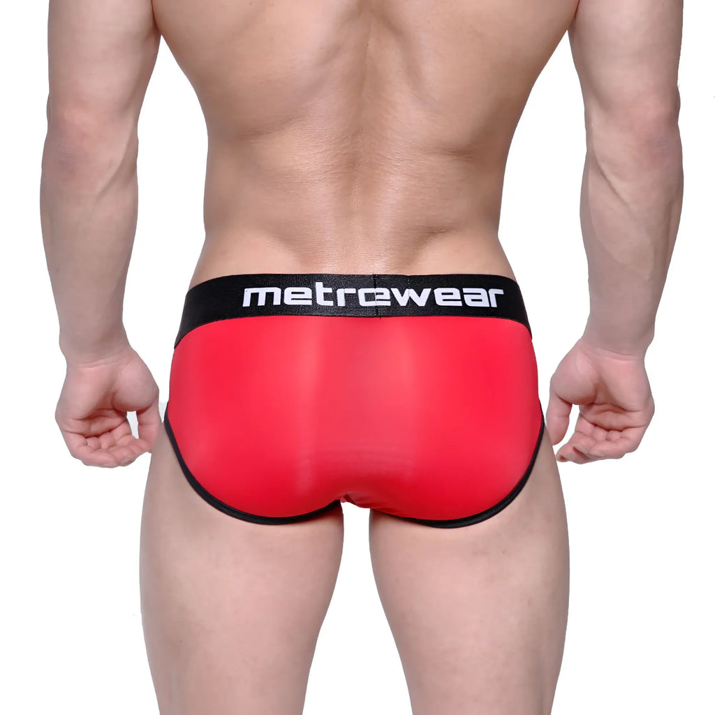 MetroMaleWear Max Bulge brief red with black trim and waistband designed for comfort and support in metrewear fabric
