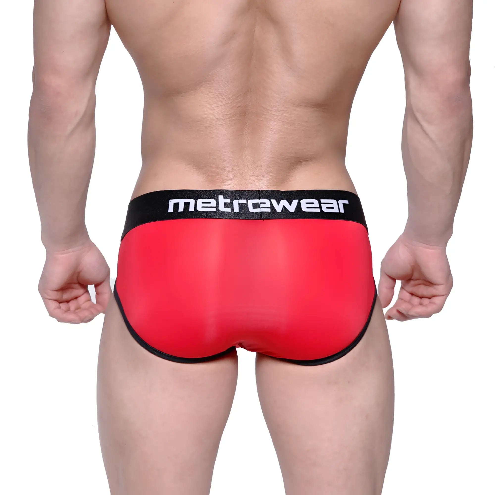 MetroMaleWear Max Bulge brief red with black trim and waistband designed for comfort and support in metrewear fabric