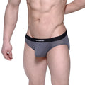Gray mesh briefs with black mertenswear waistband metro malewear max hip brief 3003-72 front view