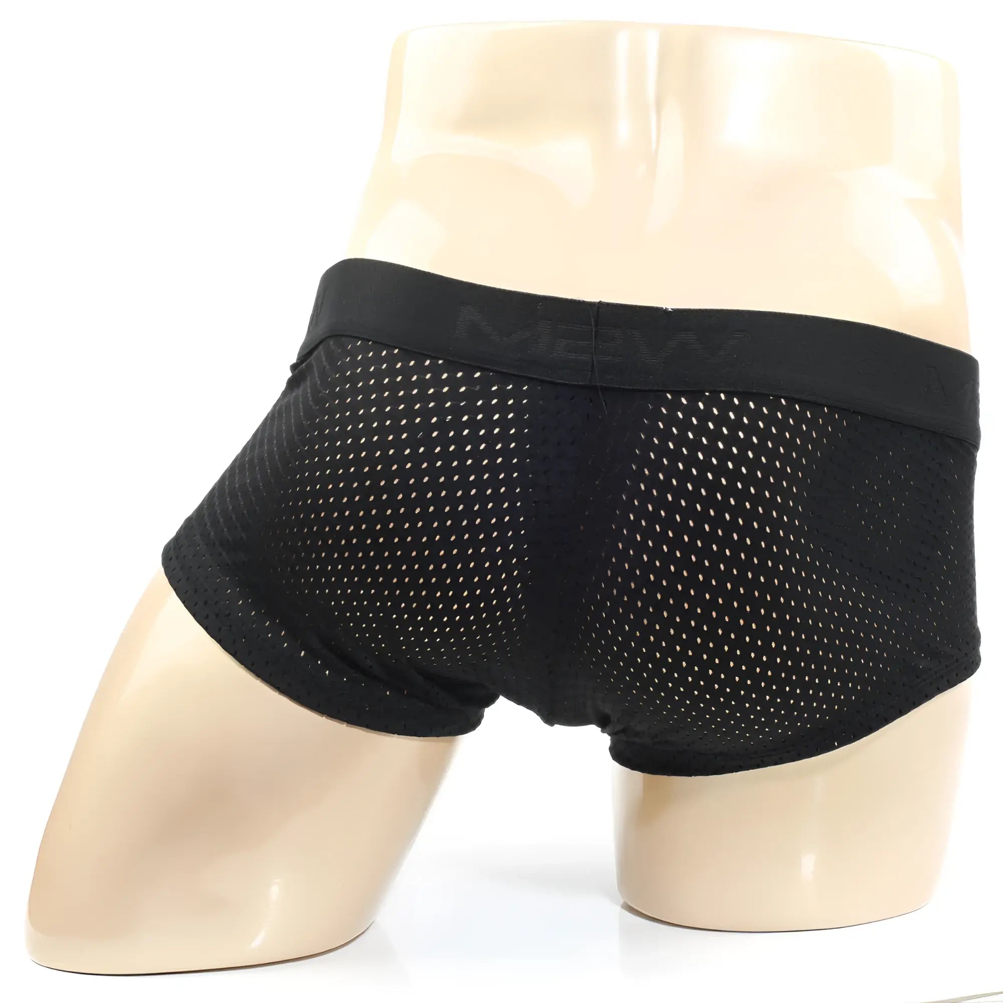 MetroMaleWear max mesh boxer black 3013-75 black mesh briefs with solid elastic waistband and mebw logo
