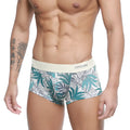 MetroMaleWear meadow trunk 2026-66 white briefs with teal gray tropical leaf pattern and elastic waistband