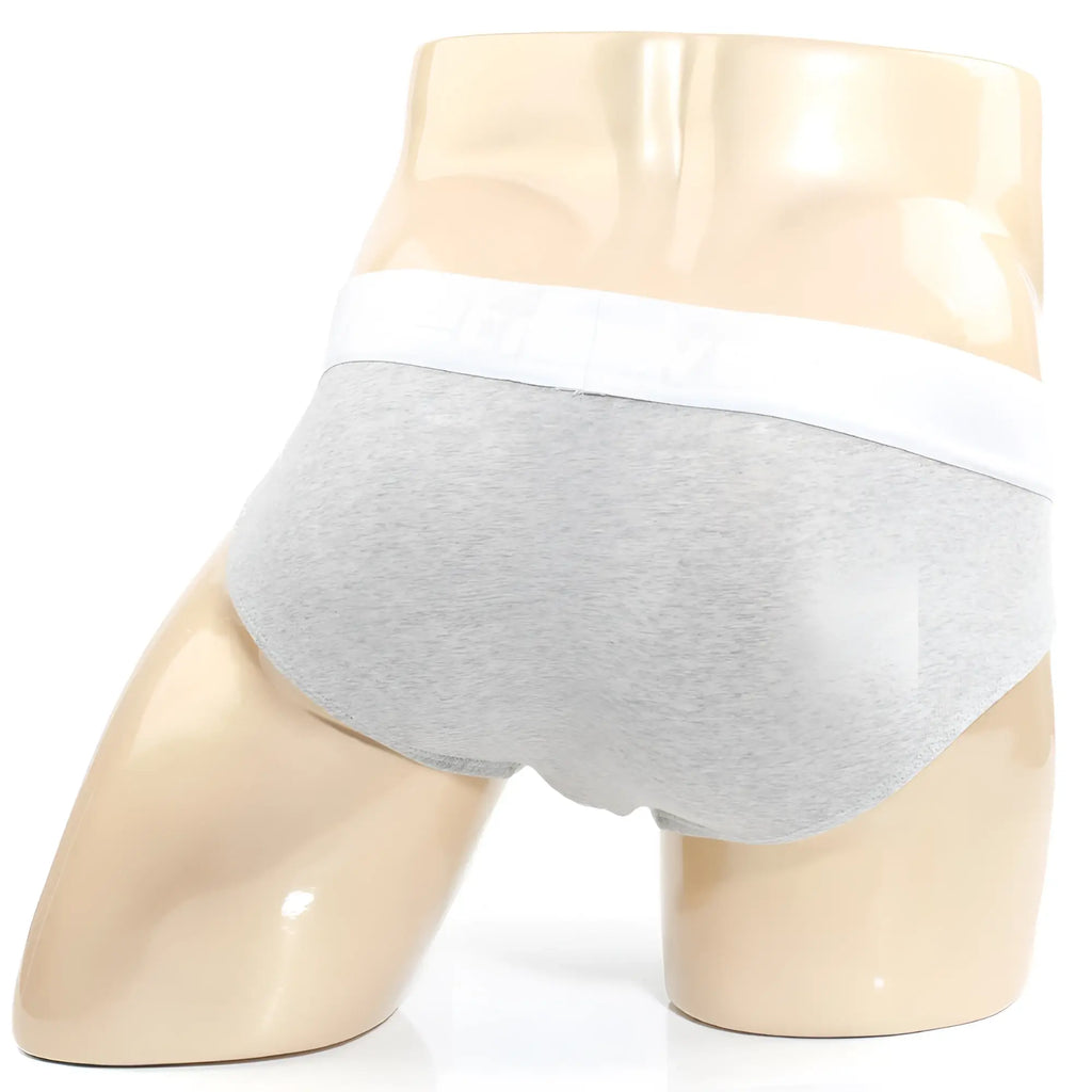 MetroMalewear melange brief 5003-09 gray heathered cotton briefs with white elastic waistband front view