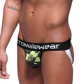 MetroMalewear mesh camo jock strap lime in black and neon green with white side panel and romalewear waistband