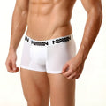 White mesh metro male wear short boxer briefs with a black logo band 7 inch inseam 2022-45 model