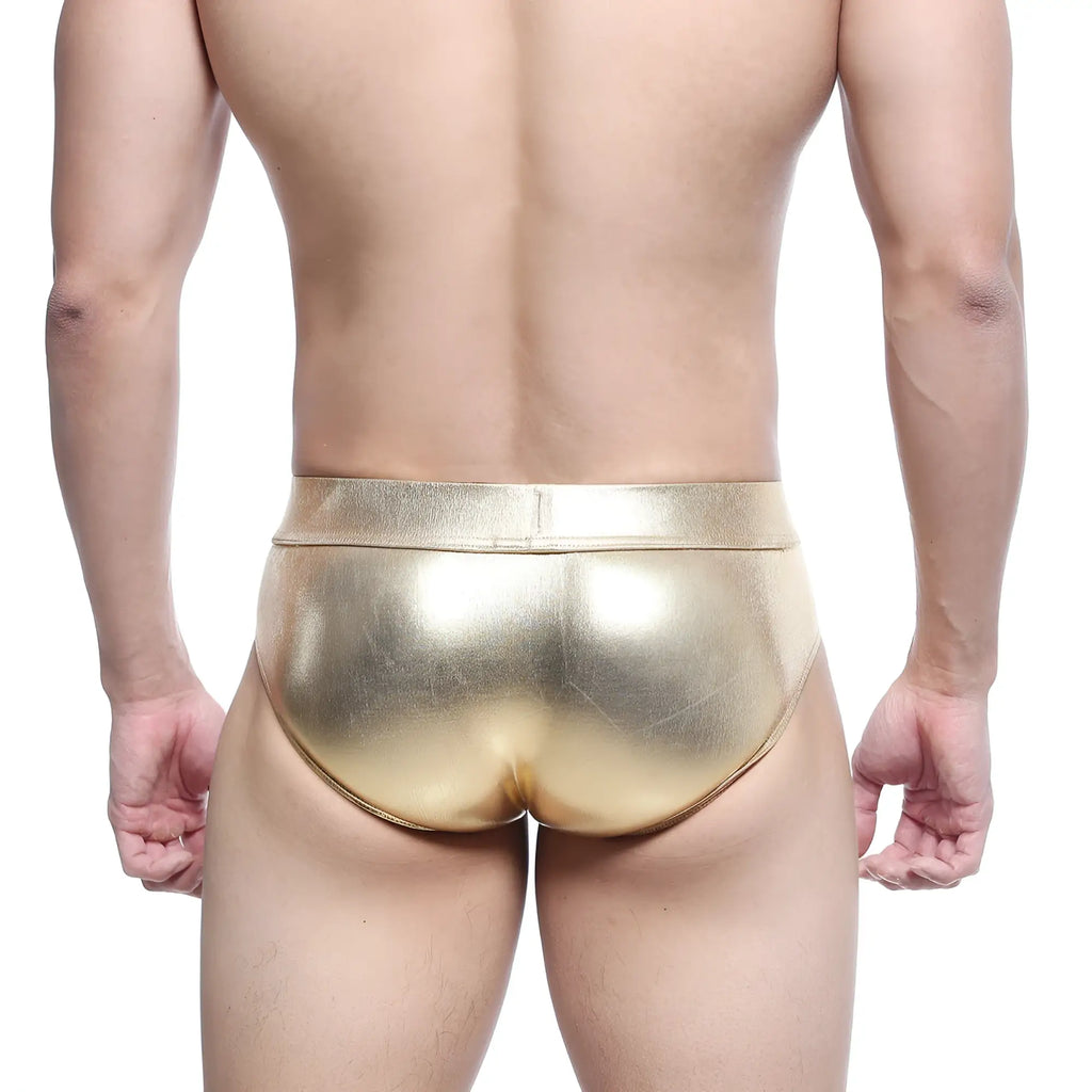 Shiny gold metallic metro male wear metal hip brief 5503-21 with sleek form-fitting design