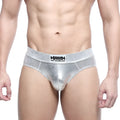 Silver metallic metro malewear metal hip briefs with subtle sheen and branded waistband 5503-01