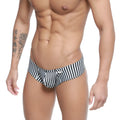 Black and white striped men’s briefs metro male wear micro cheek jail 2027-40 with snug form-fitting design