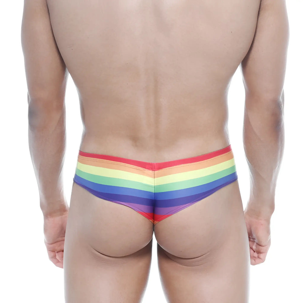 MetroMaleWear micro cheek rainbow 2027-04 rainbow-striped men’s briefs with snug form-fitting design