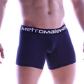 Navy blue metromalewear micro long boxer briefs with white branded elastic waistband in black 7017-20 design