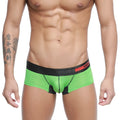 Bright green ribbed mens briefs with black waistband and red white branding metro male wear micro mini boxer 7013-07