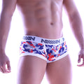 Blue red and gray camouflage men’s briefs with white miiw waistband metro male wear micro mini boxer red camo