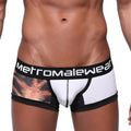 MetroMaleWear micro mini boxer Siberia 7013-78 white and black briefs with tiger print and branded waistband