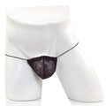 Black lace thong with thin elastic straps made of microfiber from metromalewear model 2015-48 in black