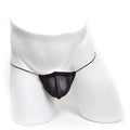 Black mesh thong with thin elastic straps made of microfiber by metromalewear model 2015-46 in black