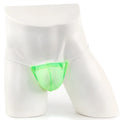 Bright neon green microfiber mesh briefs on white mannequin metro malewear microfiberglass lime mesh 2015-40