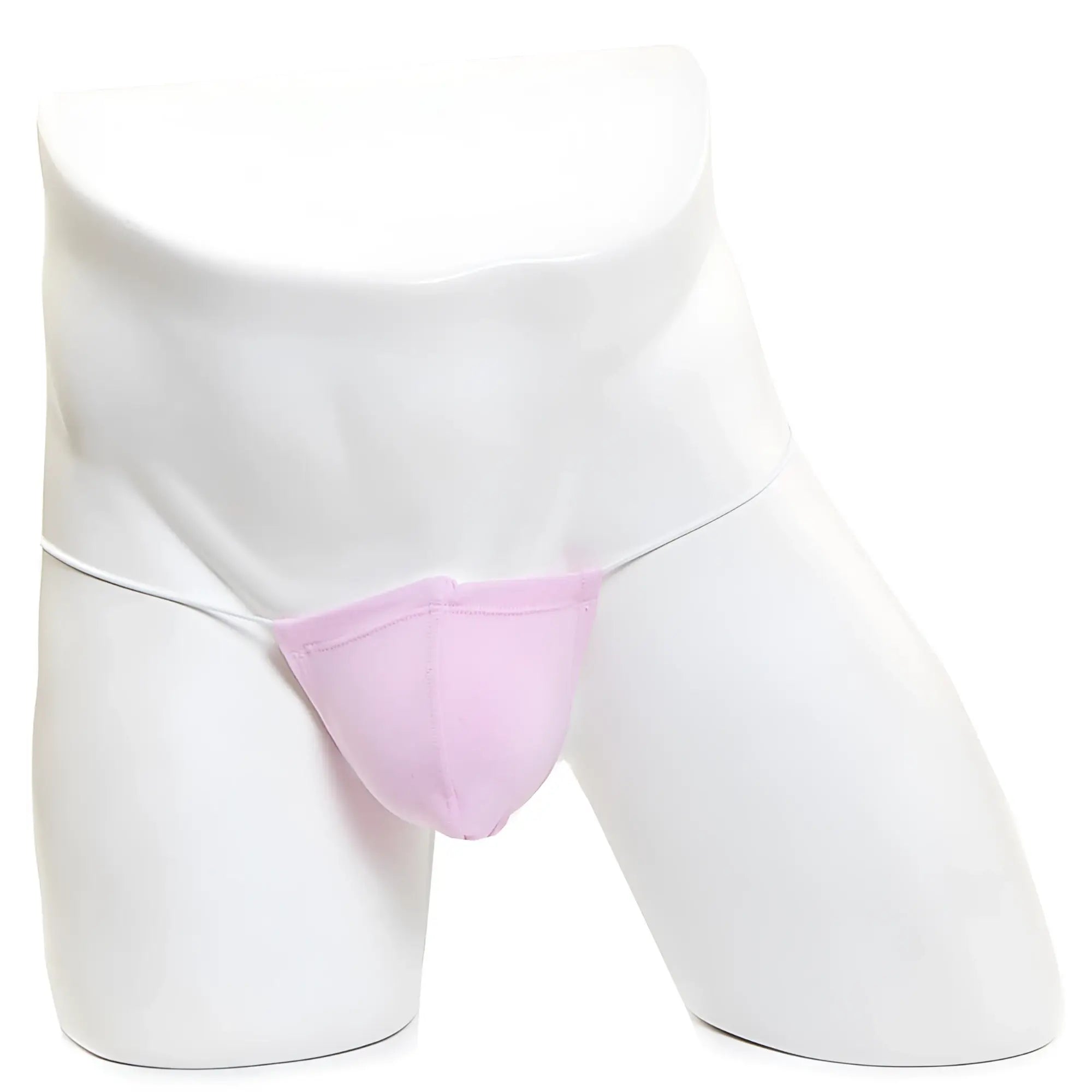 Pink microfiber cotton jockstrap displayed on white mannequin by MetroMaleWear model g 2015-02
