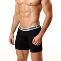 Black metro malewear microfiber mid boxer briefs with white elastic waistband and army print for comfortable wear