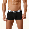 Black microfiber boxer briefs with white elastic waistband featuring aviv logo from metromalewear 2022-20 collection