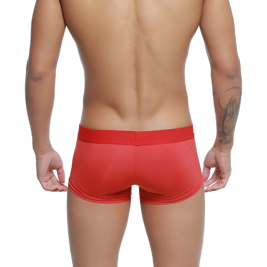 Red athletic briefs metroMalewear microfiber trunk 2026-14 with snug form-fitting design and elastic waistband