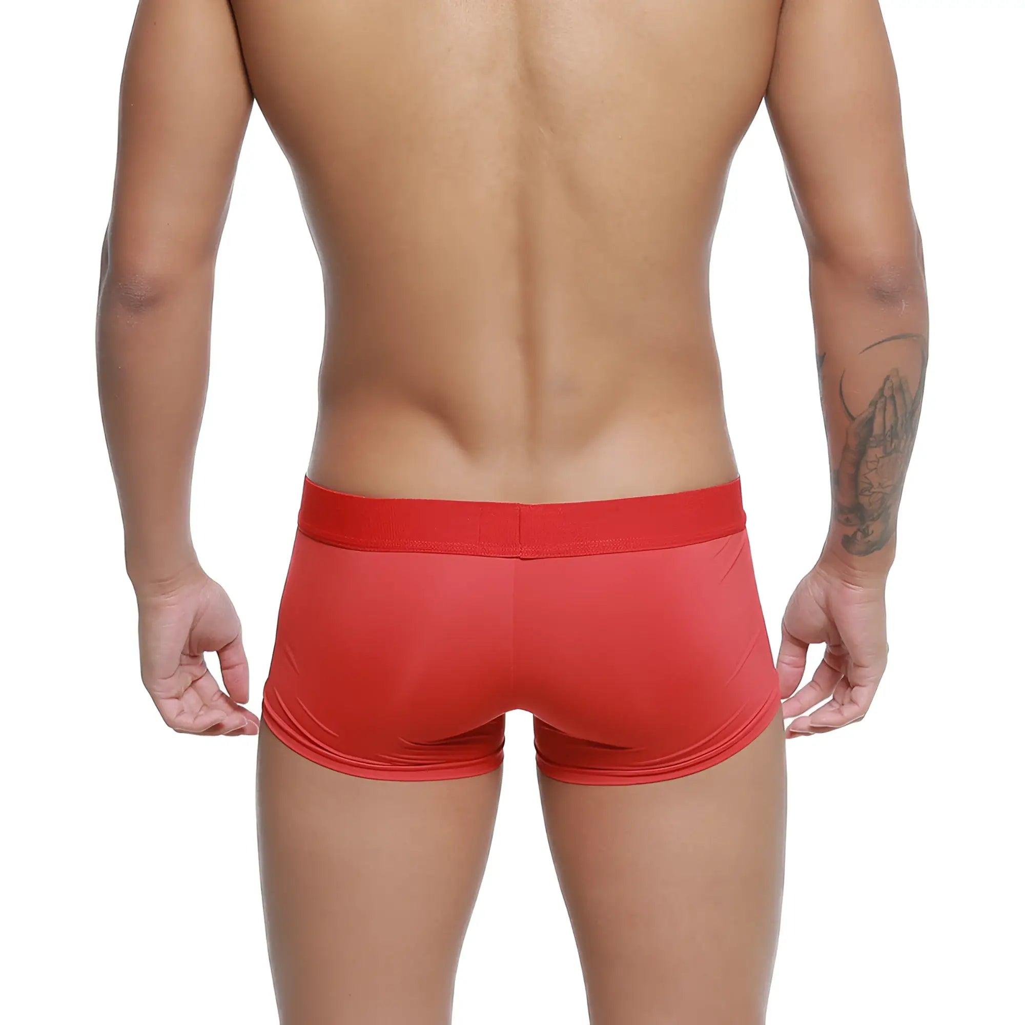 Red athletic briefs metroMalewear microfiber trunk 2026-14 with snug form-fitting design and elastic waistband