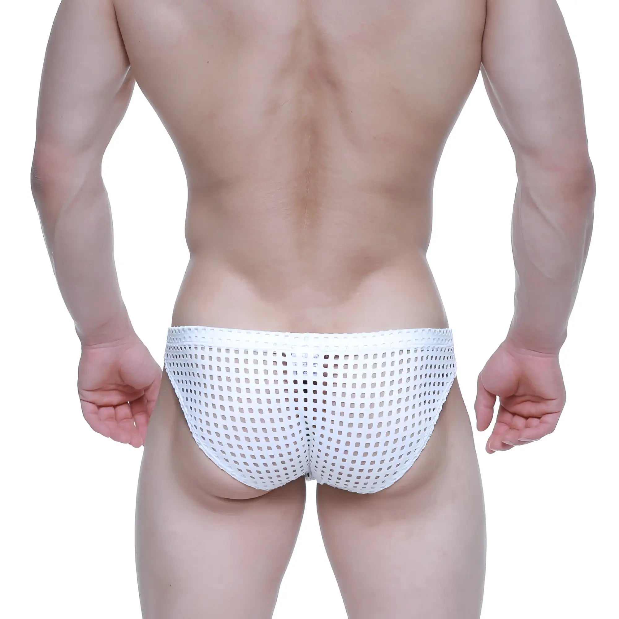 White mesh briefs with a grid-like pattern from MetroMaleWear mild bikini 5103-M66 for comfortable daily wear