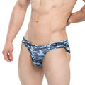 Blue and gray camouflage men’s briefs with black MetroMaleWear logo on waistband military bikini navy 5103-M92