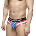 MetroMalewear mini cheek boxer batalla 2025-92 American flag themed distressed men’s briefs with black waistband