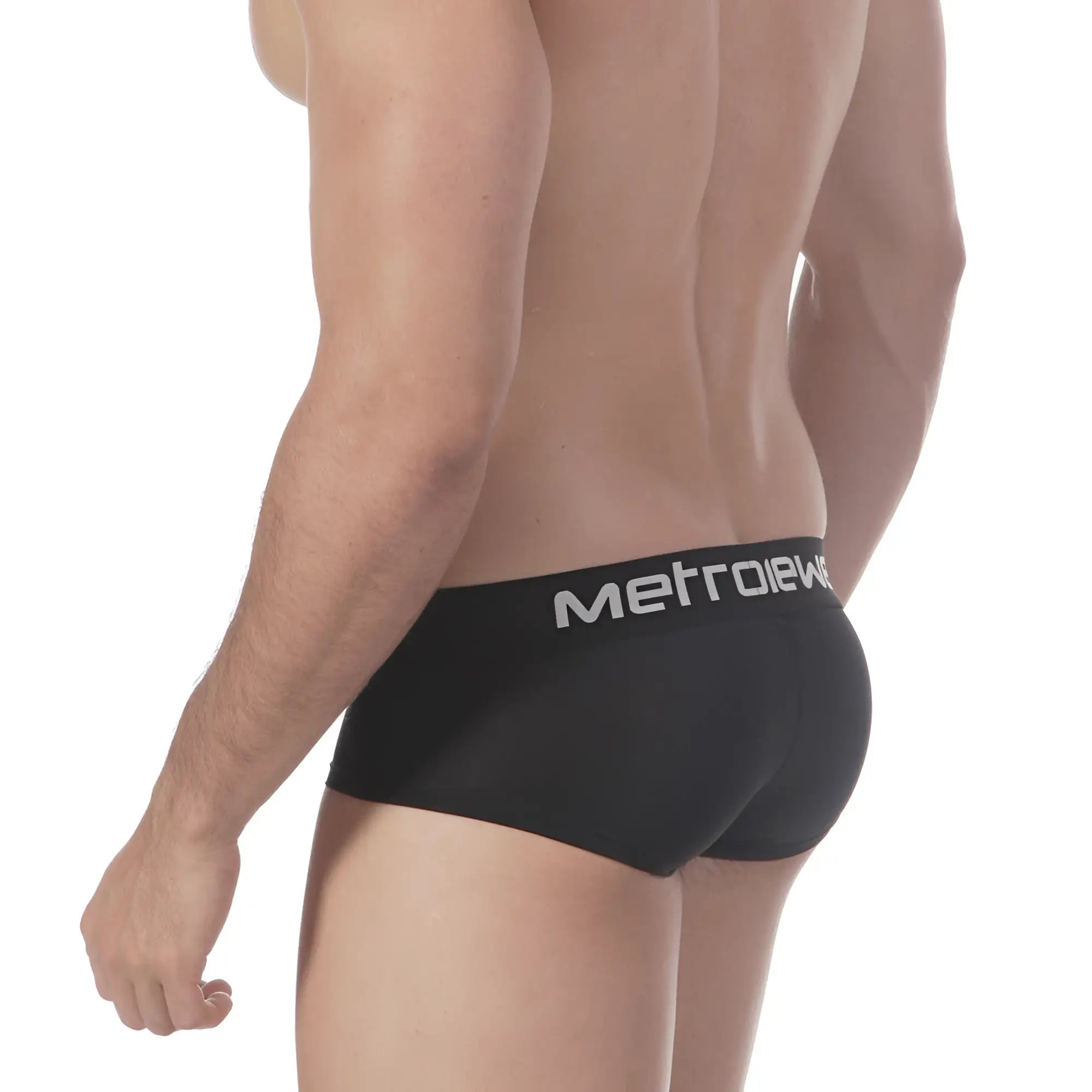 Black metroeuro mens briefs with white logo waistband metroMaleWear mini cheek boxer black 2025-20