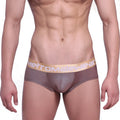 Brown metallic mini cheek boxer briefs with gold metromalewear waistband for stylish men 2025-21