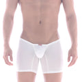 White sheer cotton boxer briefs with red metro malewear brand tag at waistband modelo minimo 2034-01