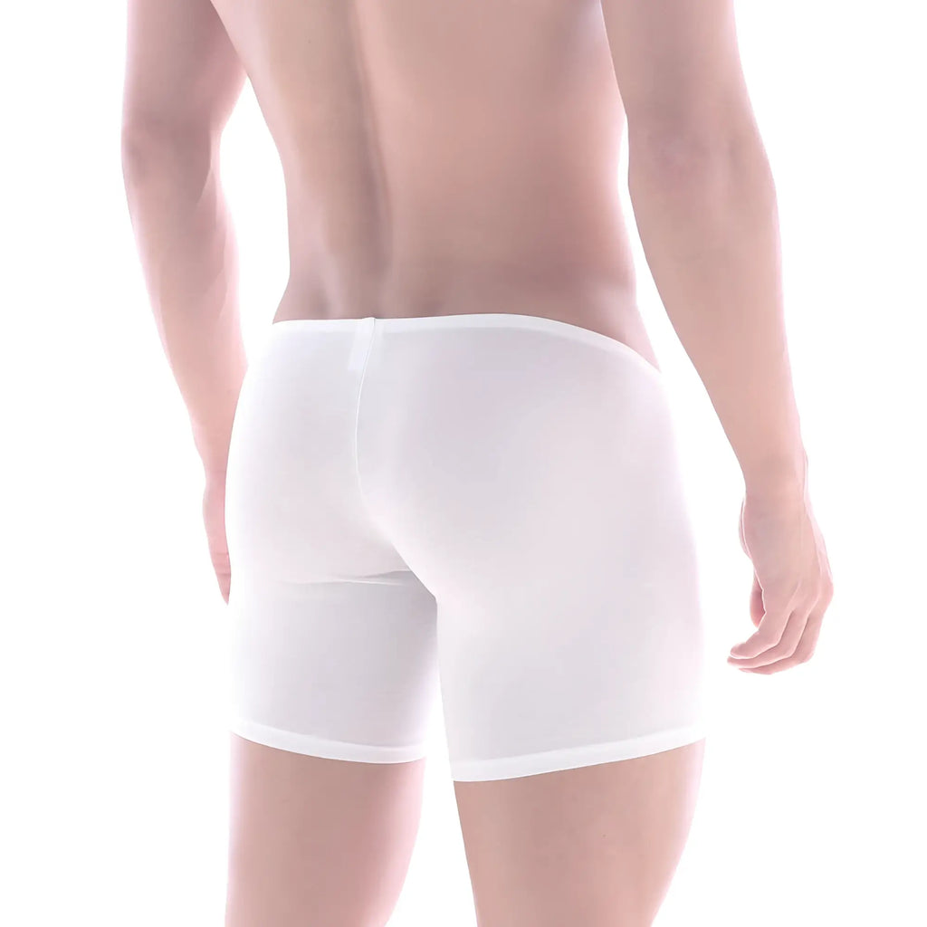 MetroMaleWear Minimo cotton long boxer white 2034-01 white seamless form-fitting boxer briefs front view
