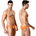 MetroMaleWear Minimo hip brief in bright metallic orange with smooth fabric finish and form-fitting design