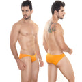 Bright orange MetroMaleWear Minimo hip brief with smooth form-fitting design ideal for comfortable daily wear