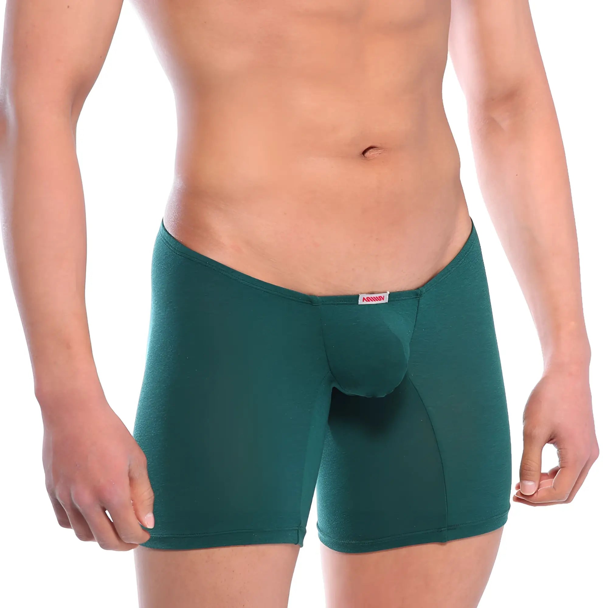 Dark green metro malewear minimo long boxer briefs with supportive pouch and elastic waistband for men