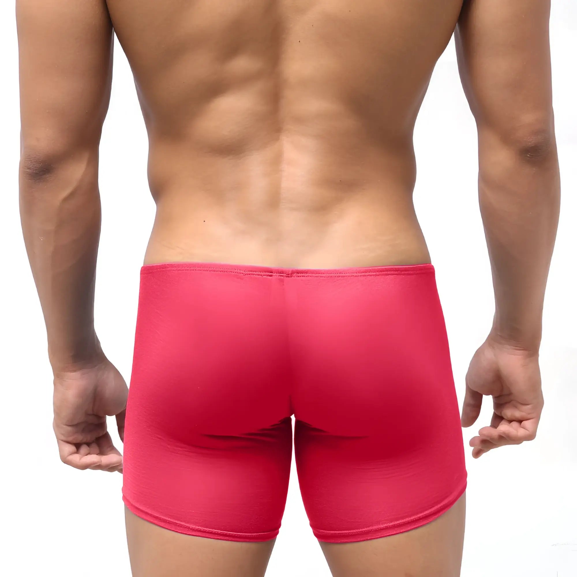 MetroMaleWear Minimo long boxer red men’s form-fitting boxer briefs with smooth stretchy fabric and minimalist design