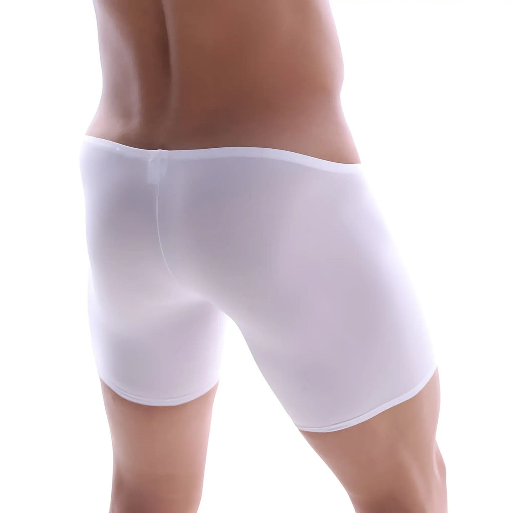 Metro malewear minimo long boxer white 2034-00 sheer mesh briefs with smooth form-fitting design