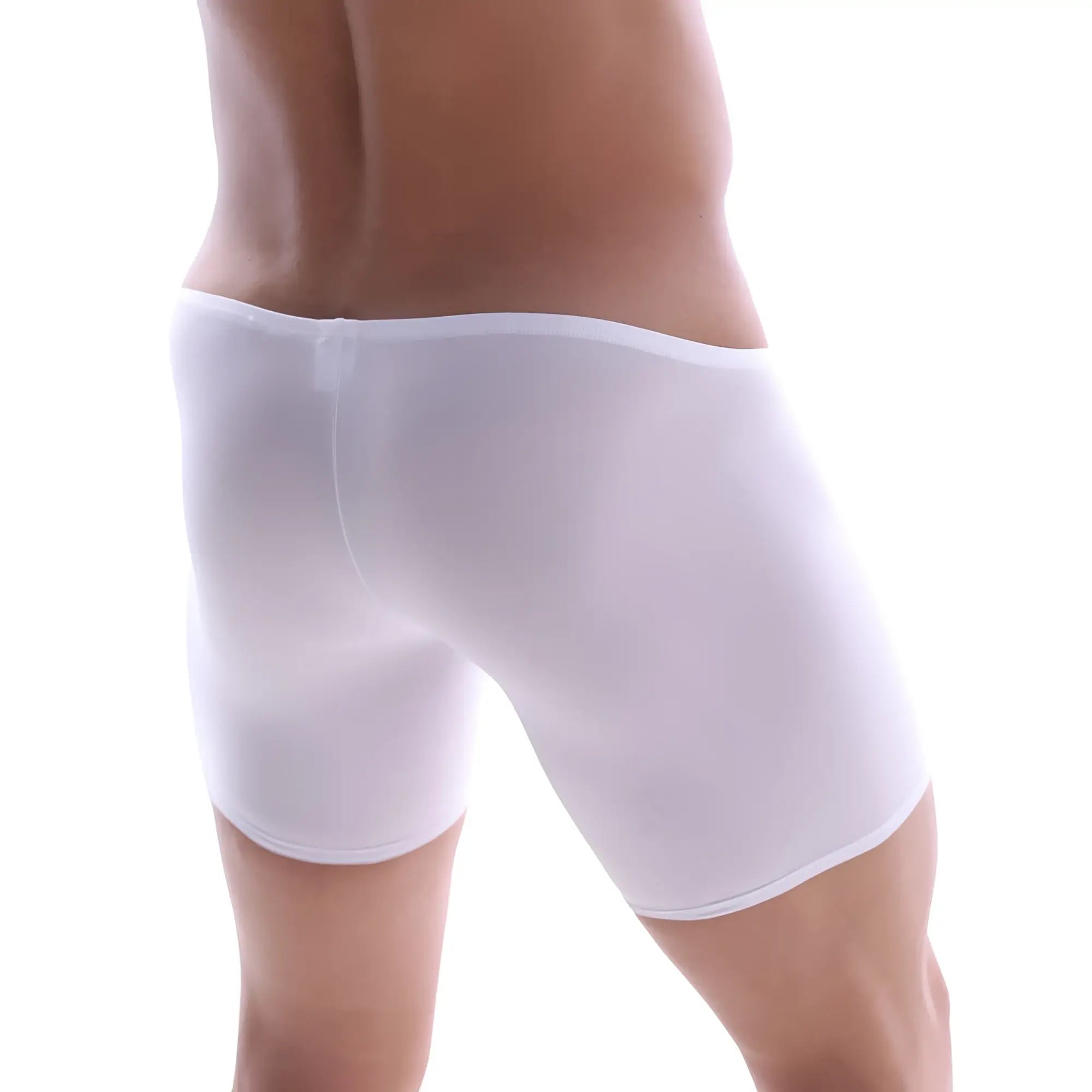 Metro malewear minimo long boxer white 2034-00 sheer mesh briefs with smooth form-fitting design
