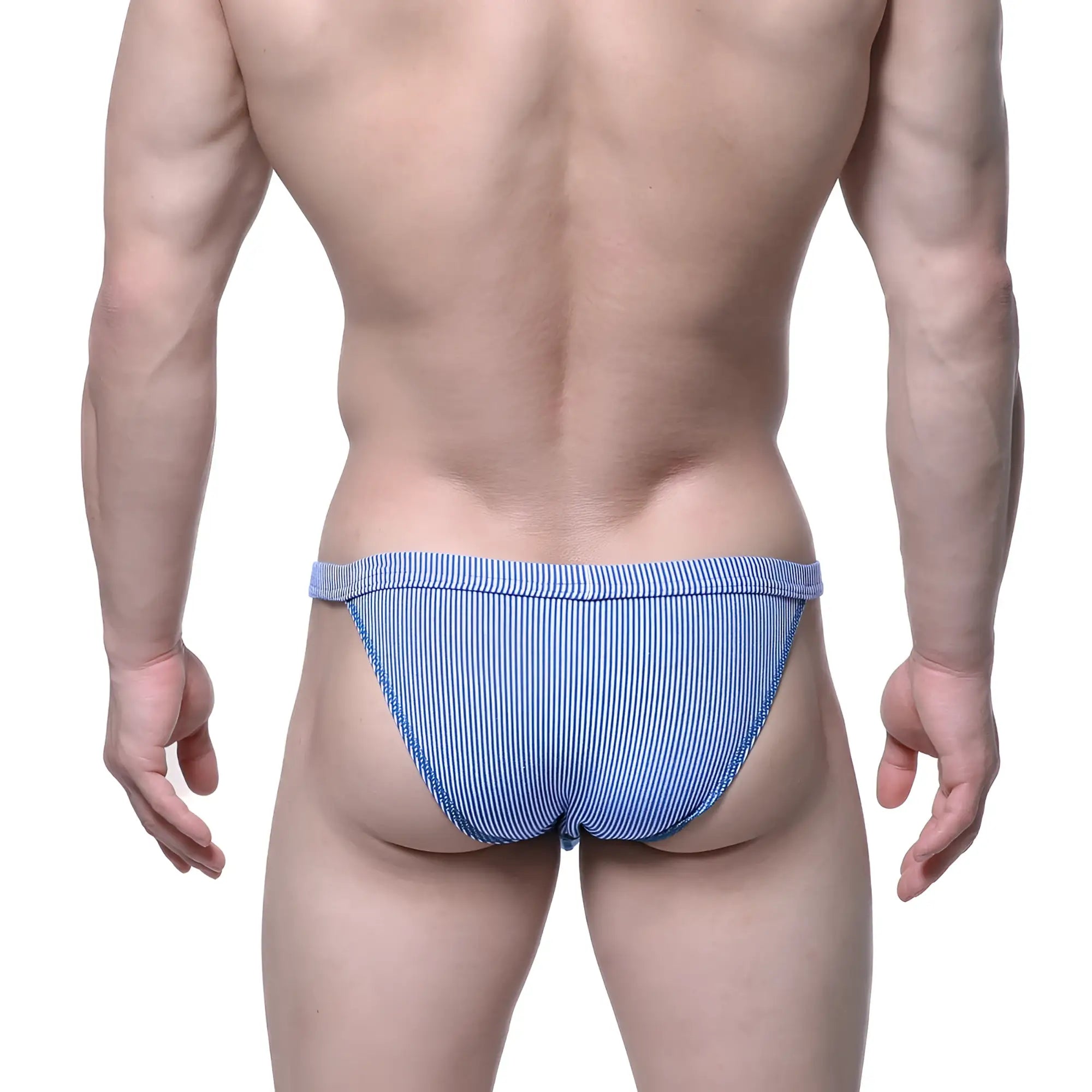 Metro malewear modern bikini blue stripe 4004-41 tailored fit blue and white striped men’s briefs made from soft fabric