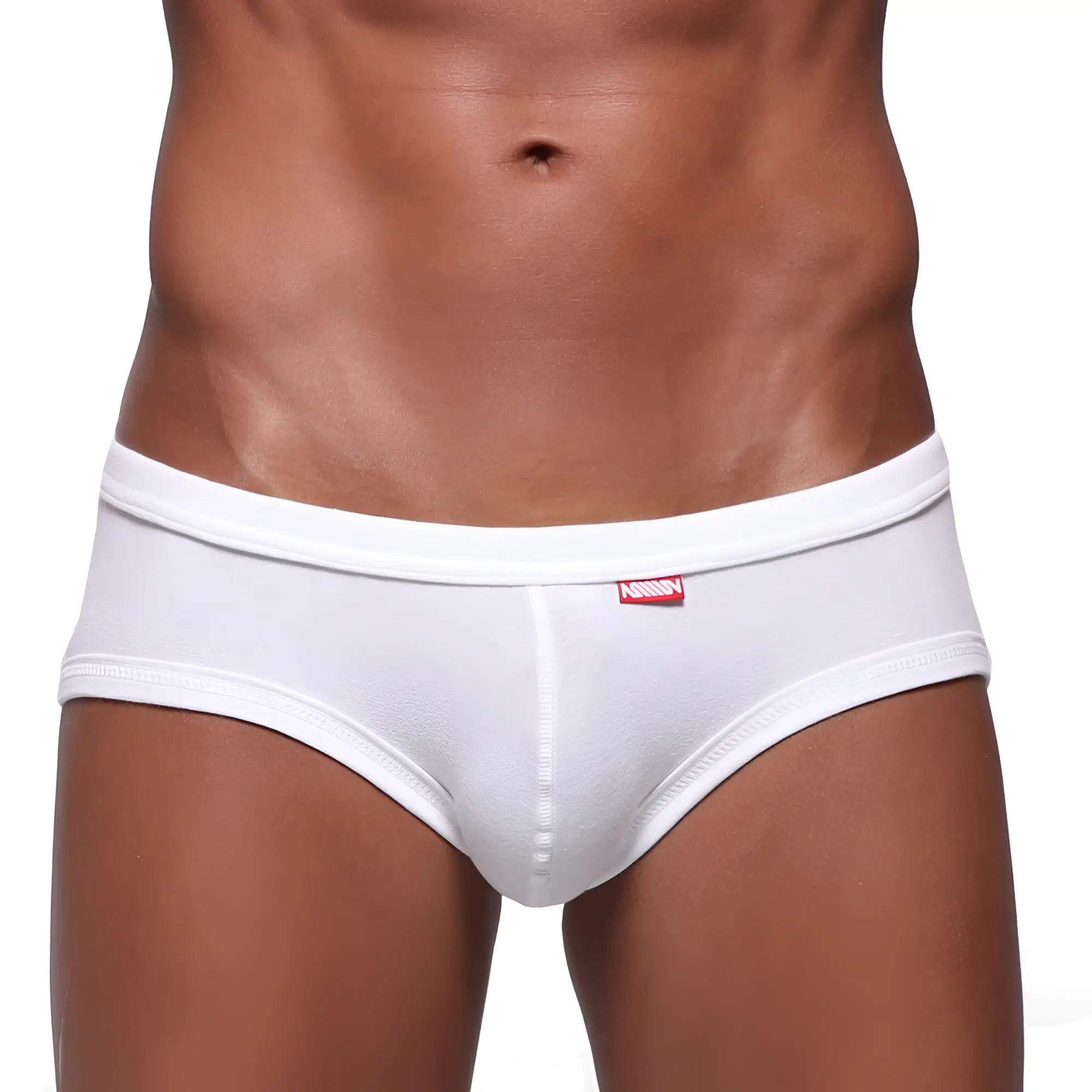 White men’s briefs metro malewear modern trunk with red logo waistband in soft breathable fabric
