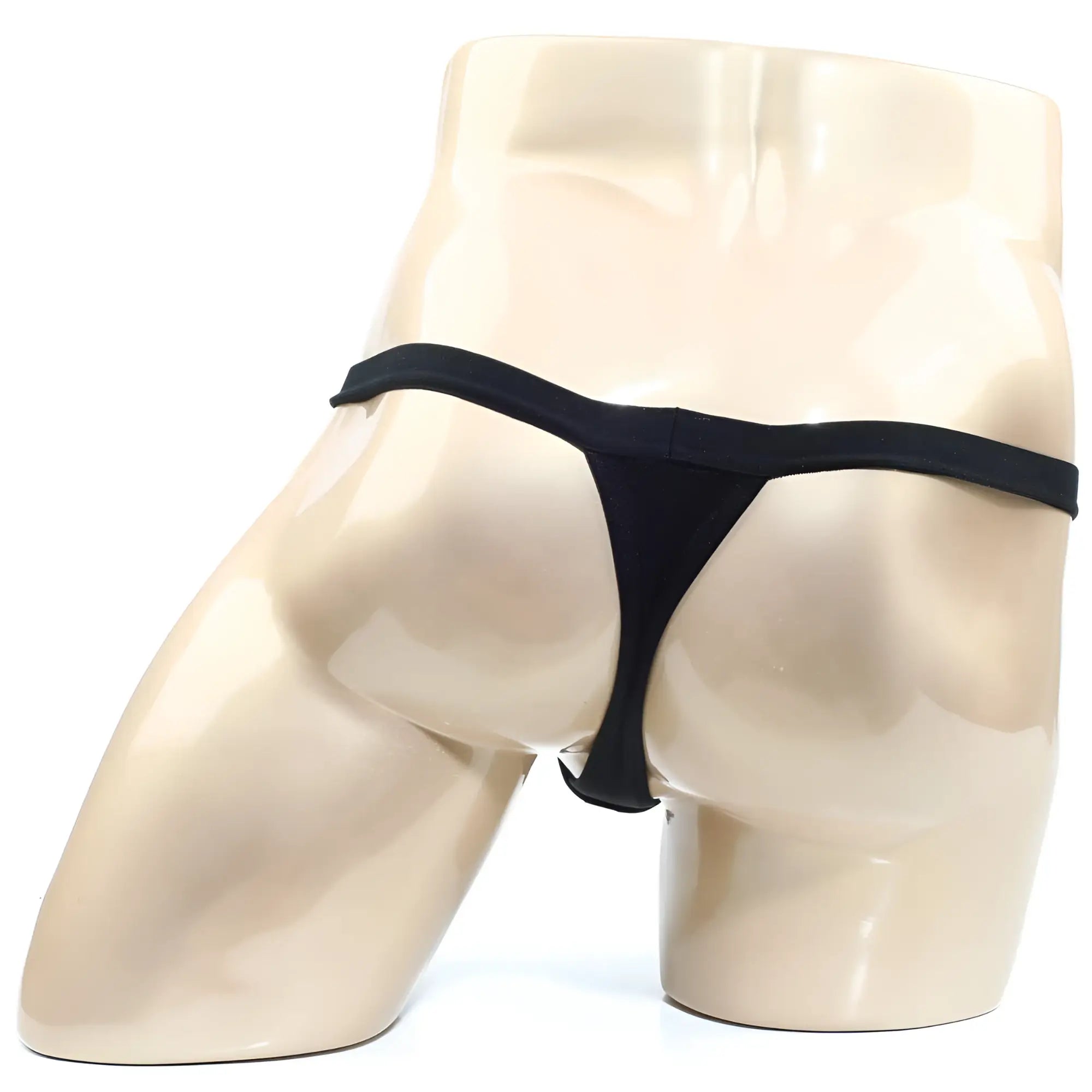 Black thong made of smooth stretchy fabric by MetroMaleWear modernizing thong black 3002-M20 showing front side
