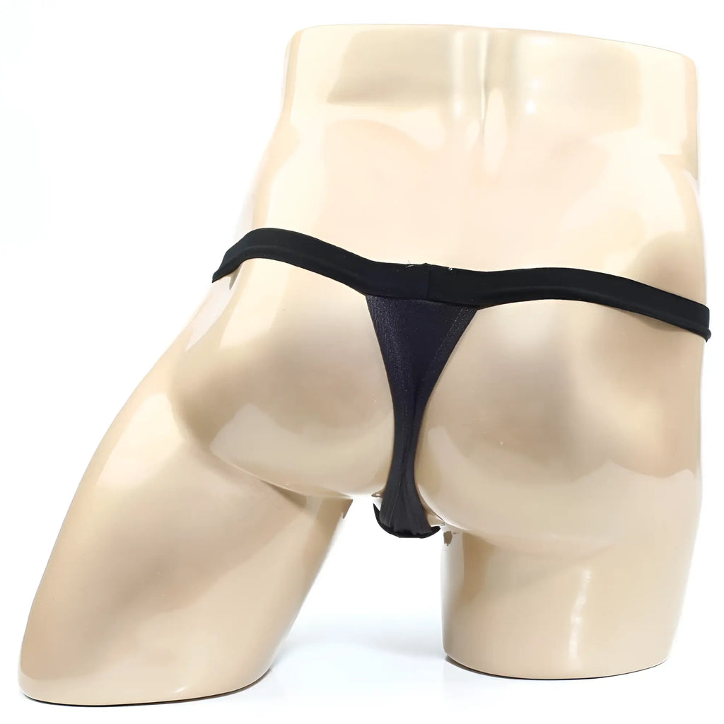 Black thong by metromalewear in charcoal made of smooth stretchy fabric with a sleek minimalist design